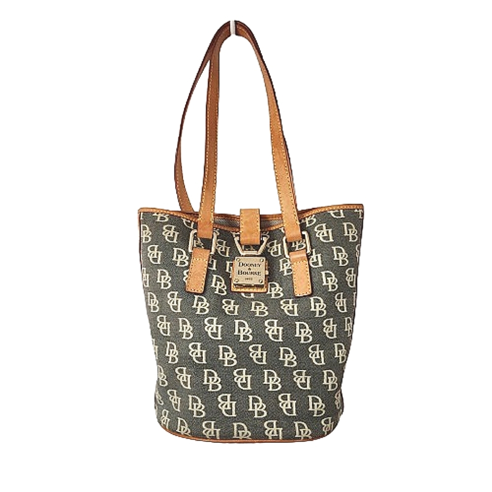 Dooney & Bourke Brown Logo Tote with Tan Leather Trim